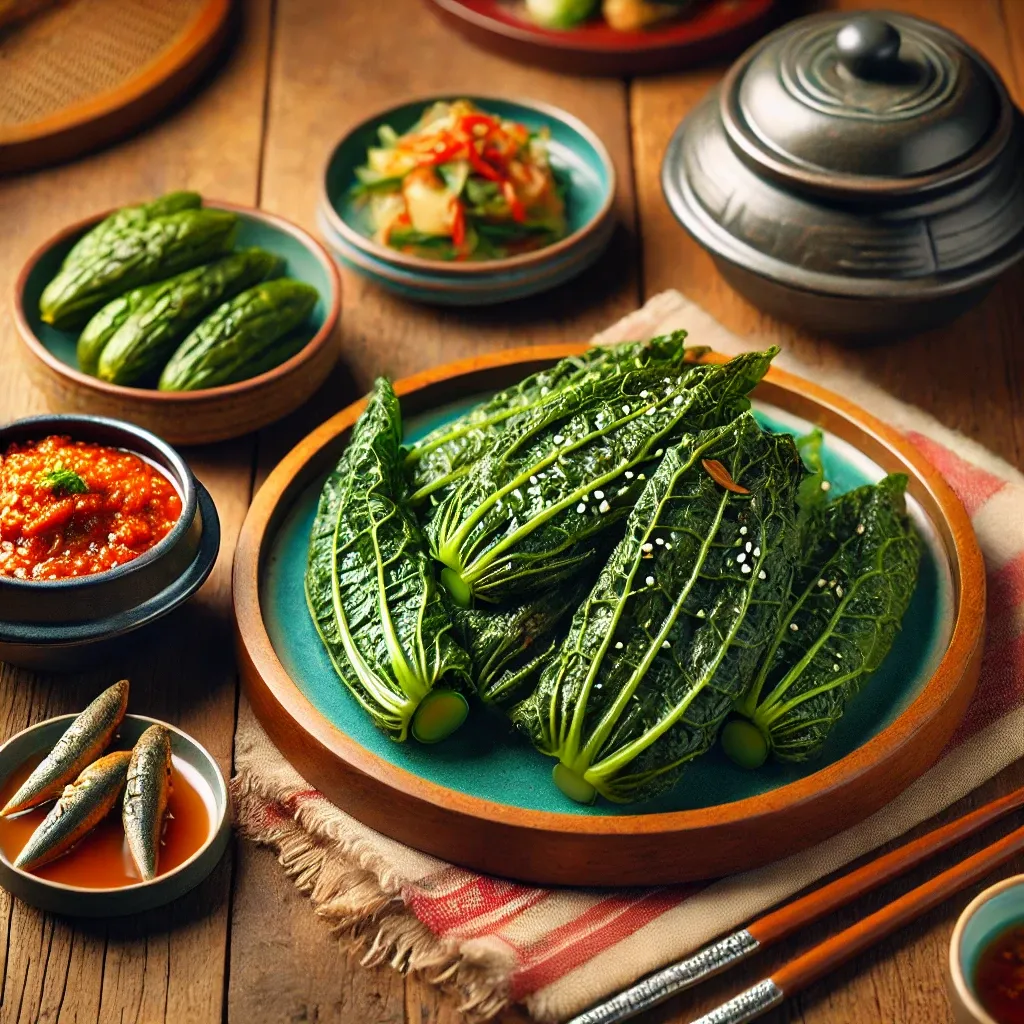 전자레인지 호박잎찌기와 멸치양념쌈장이면 딱~!