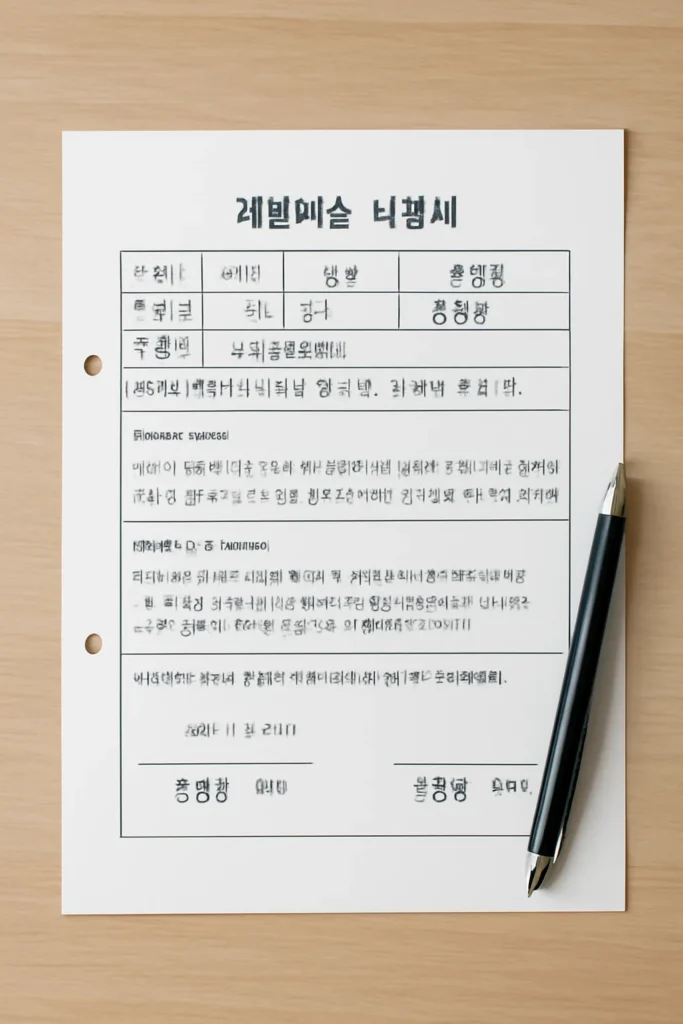 고등학생 체험학습 신청서