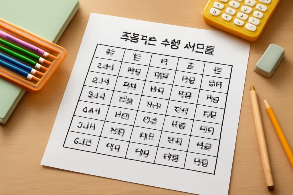 초등학생 수업 시간표