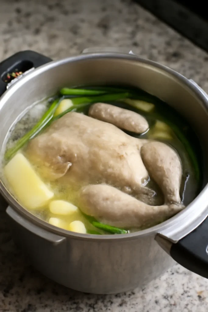 압력솥 닭백숙 ~ 삼 없는 삼계탕끓이는법